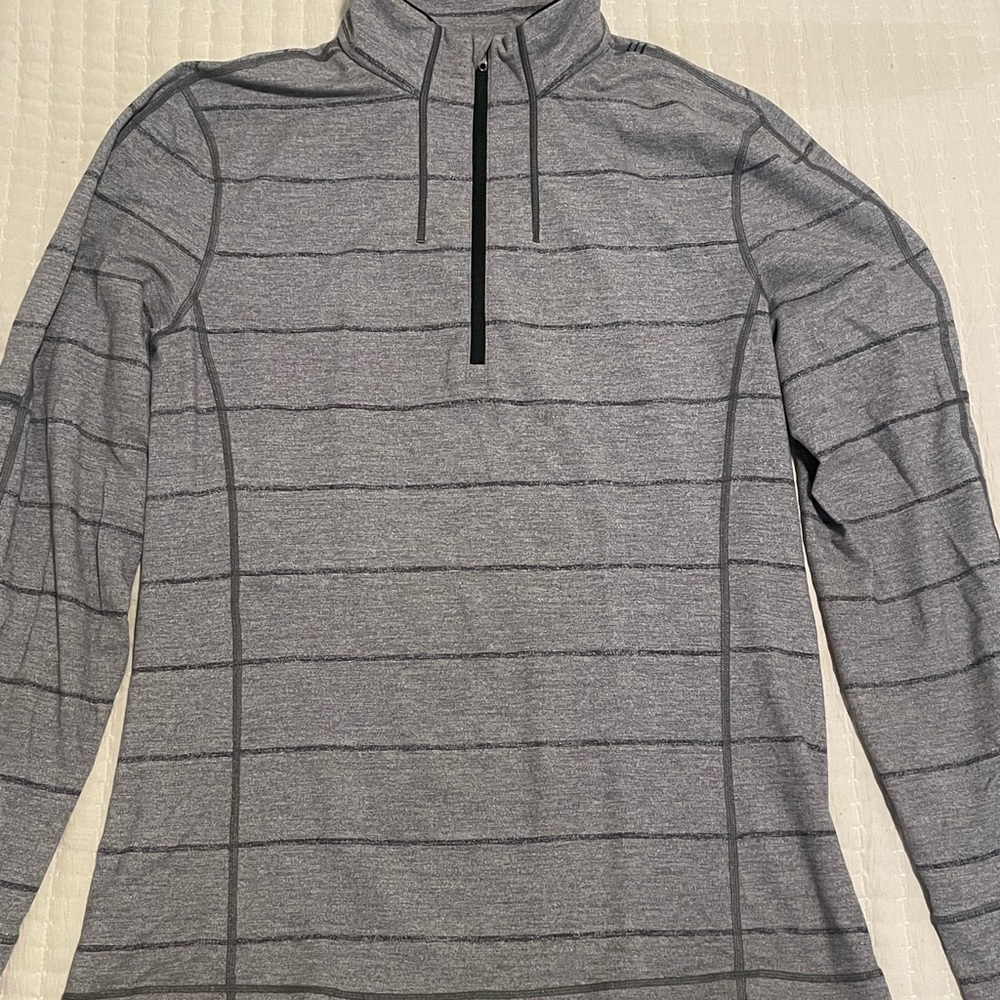 Gray Striped LuluLemon Quarter-Zip Pullover